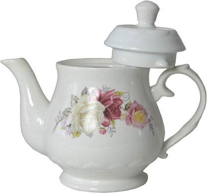 European Style Porcelain Teapot, Coffee Tea Water Pot Vintage Ceramic Kettle (18oz)