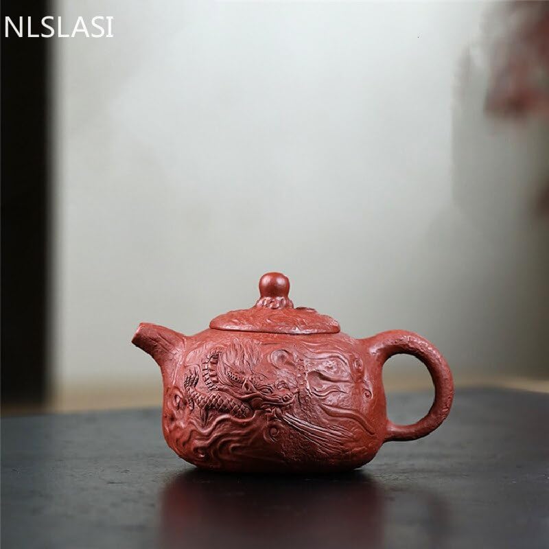 Hand-carved dragon and phoenix Yixing teapot Zisha teapot personalized tea ceremony