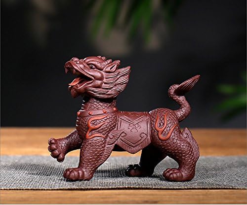 A pair of Kylin Chinese Yixing Purple Clay Zisha Tea Pet Chinese Dragon Old Zi Ni Tea Ceremony Decoration