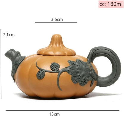 180ml Creative Handmade Pumpkin Pot Chinese Yixing Purple Clay Tea Pot Zisha Tea Set