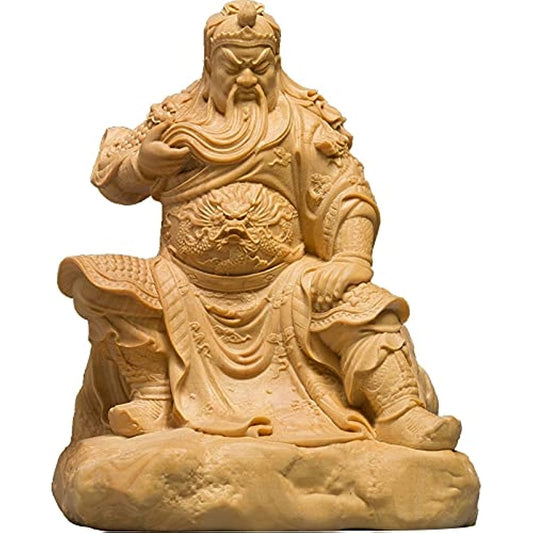 GaYouny Buddha Statue Boxwood 7cm 10cm Guanyu Sculpture Historical Figure The Three Kingdoms Guangong Home Decor (Color : A, Size : 10CM)