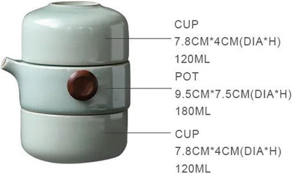 Afternoon Tea Set Retro Ceramic Cyan Glaze Portable Tea Set With Bag Travel Tea Service Chinese Kung Fu Teaware Sets 1 Pot 2 Cups Tea Set For Adults