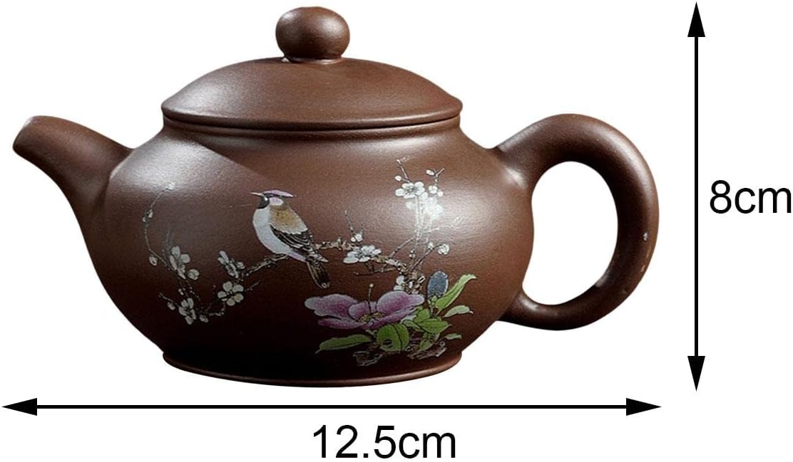 Fenteer Zisha Teapot Chinese Tea Pots Handmade for Home Office Collectibles Teaware Gift Decoration Loose Tea Hand Painted Tea Maker Kung Fu Teapot, 170ml Spring