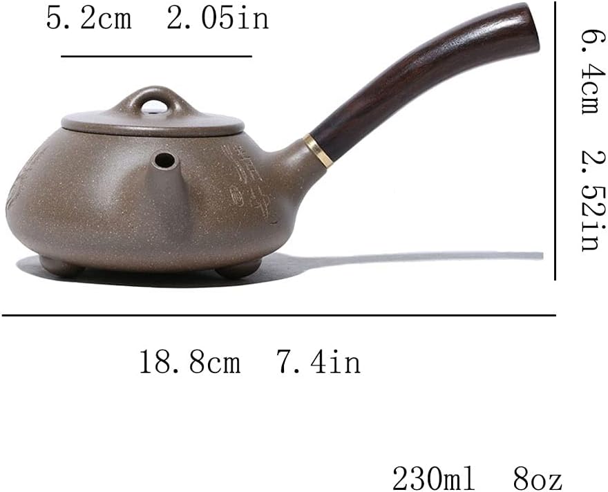 Purple Clay Teapot Traditional Yixing Teapot Handmade Raw Ore Segment Mud Teapot Creativity Handle Zisha Teapot Kungfu Tea Set Teapots (Size : 230ml/8oz)