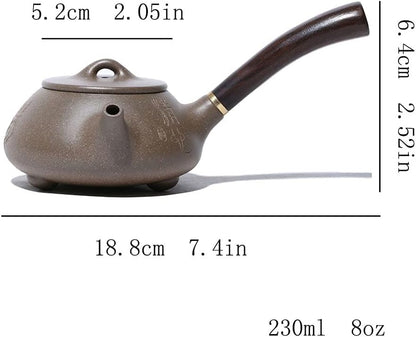 Purple Clay Teapot Traditional Yixing Teapot Handmade Raw Ore Segment Mud Teapot Creativity Handle Zisha Teapot Kungfu Tea Set Teapots (Size : 230ml/8oz)