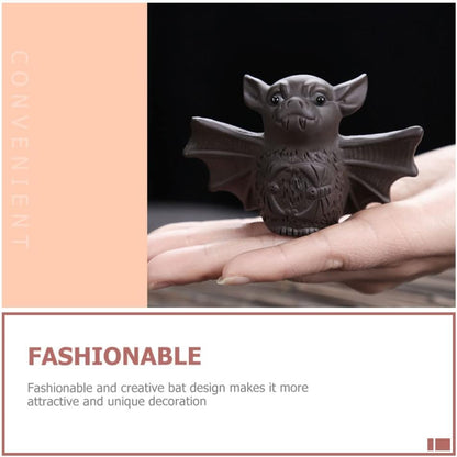 Yardwe Tea Pet Adornment 2pcs Chinese Zisha Tea Pet Bat Figurine Kung Fu Tea Pet Feng Shui Animal Decoration Attract Wealth Tea Pet for Tea Tray Tea Ceremony Accessories Bat Desktop Ornament