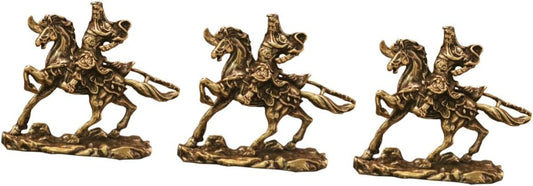 NUOBESTY 3pcs God Statue Ornament Good Fortune Statue Blessing Sculpture Decor for Home Horse Sculpture Mini Guan Gong Chinese Lucky Figurine Prosperity Statue Guan Yu Brass Office