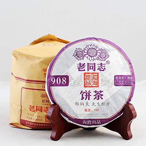Haiwan 908 Lao Tong Zhi Haiwan Old Comrade Pu Erh Tea Ripe Shu Puer 200g 2014 Shou Pu'er Cha