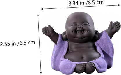 Didiseaon 2 Pcs Tea Pet Little Monk Happy Buddha Sculpture Zen Monk Decoration Monk Statue Tea Mascot Maitreya Statue Tabletop Zisha Tea Pet Tea Pet Figurine Zisha Pottery Desk Baby China
