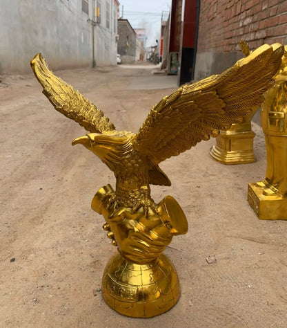 51CM large 2023 HOME Company TOP decoration Recruit money wealth good luck Success Auspicious gold Eagle Falcon hawk copper