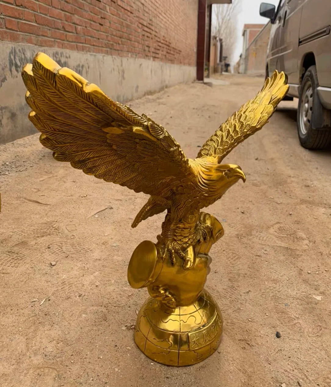 51CM large 2023 HOME Company TOP decoration Recruit money wealth good luck Success Auspicious gold Eagle Falcon hawk copper
