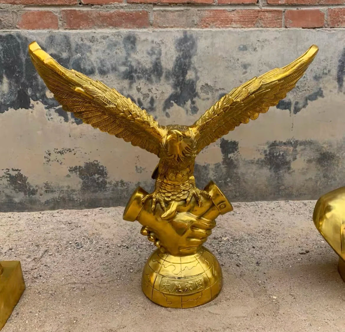 51CM large 2023 HOME Company TOP decoration Recruit money wealth good luck Success Auspicious gold Eagle Falcon hawk copper
