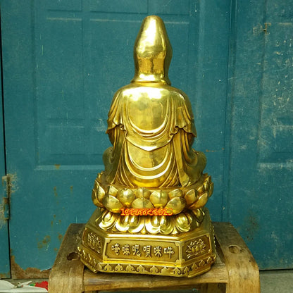 51CM large huge # Temple hall saloon home efficacious Protection #Guanyin Buddha Avalokitesvara Lotus Buddha gold copper statue