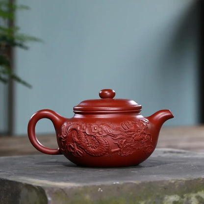 230ml Zisha Dragon Pattern Antique Pot Suit for Green Tea DarkChinese Gong Fu