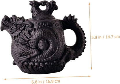 OKUMEYR Dragon Phoenix Purple Clay Teapot Ceramic Water Boiling Pot Frog Teapot Zisha Teapot Loose Tea Teapots Traditional Dragon Teapot Purple Clay Tea Pot Office Open The Pot Portable