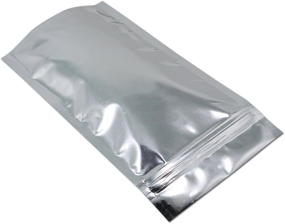 FERENLI 100 Pieces Stand Up Clear Front Zipper Lock Resealable Aluminum Mylar Foil Plastic Packaging Bag for Zip Heat Seal Package Lock with Tear Notch Long Term Food Storage 3.5x5.5 inch