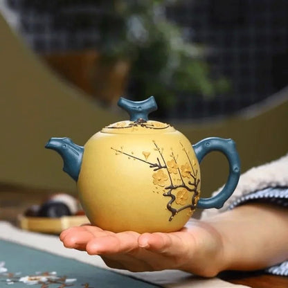 Sweden Handpainted Plum Blossom Teapot Yixing Purple Clay Tea Pot Section Mud Filter Kettle Zisha Tea Set 260ml