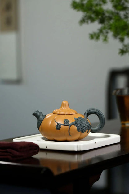 180ml Creative Handmade Pumpkin Pot Chinese Yixing Purple Clay Tea Pot Zisha Tea Set