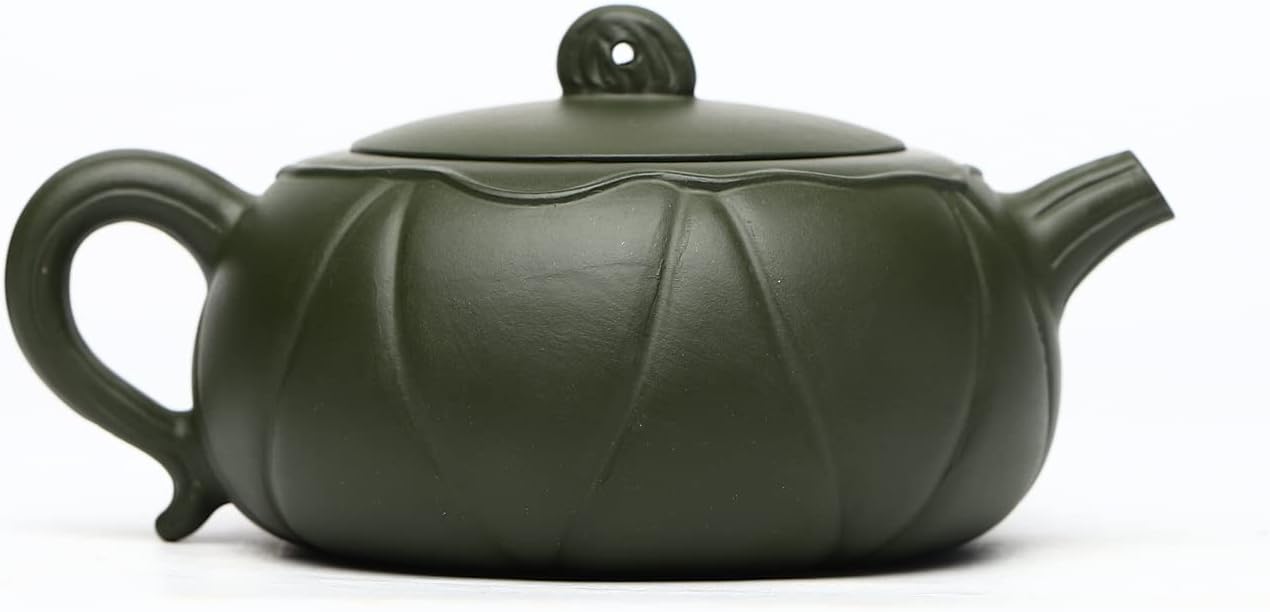 SILINE Zisha Teapot 10 Oz/300cc,Chinese Yixing Green Clay Handmade Teapot,Brew Filter Kung Fu Loose Leaf Tea Maker