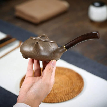 Purple Clay Teapot Traditional Yixing Teapot Handmade Raw Ore Segment Mud Teapot Creativity Handle Zisha Teapot Kungfu Tea Set Teapots (Size : 230ml/8oz)