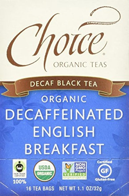 Choice Organics - Organic Decaffeinated English Breakfast Tea (1 Pack) - Fair Trade - Compostable - 16 Organic Black Tea Bags