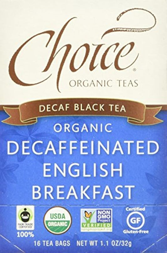 Choice Organics - Organic Decaffeinated English Breakfast Tea (1 Pack) - Fair Trade - Compostable - 16 Organic Black Tea Bags