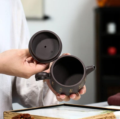 Tetsubin Kettle Cast Iron Teapot Chinese Teapot 7.7oz/0.23L Teapot Black Clay Teapot Purple Clay Teapot Zisha Pot Home Tea Kettle Japanese Tea Kettle Tea Pot