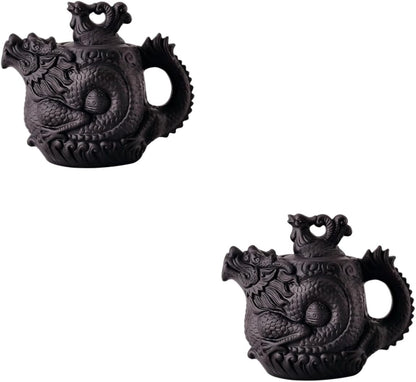 3pcs Dragon Phoenix Purple Clay Teapot Zisha Teapot Tea Kettle Ceramic 510 drip tip water boiling pot vintage tea kettle Clay Tea Pot boiling water pot High capacity office