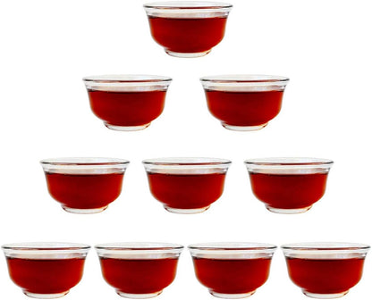 Teacups 1.3oz/40ml Clear Borosilicate Insulated Glass Traditional Chinese kung Fu Tea Cups for Drinking Tea, Wine whisky Liquor and Spirits Water,Set of 10