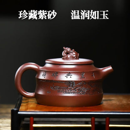 Handmade Zisha Teapot, Chinese Yixing Purple Clay Tea Pot 10.8 Oz (320cc),Chinese Kungfu Brew Infuser Loose Leaf Tea