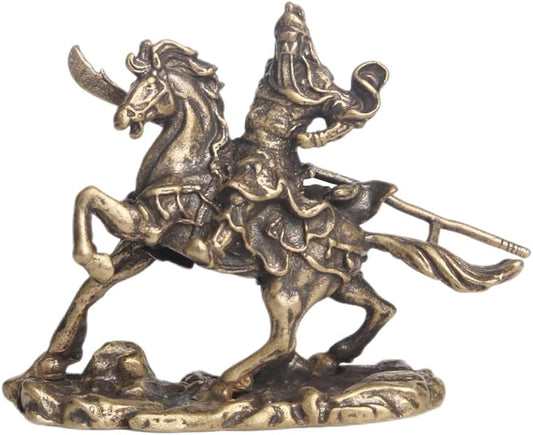 BESPORTBLE Bronze Ware of Guan Yu on Horseback God Chinese Gifts Tabletop Ornament Feng Shui Ornament Guan Yu Figure Feng Shui Guan Gong Statue Chinoiserie Ornaments Brass China Chinese Style