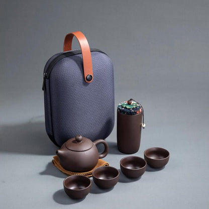 LABRIMP 1 Set Zisha Travel Tea Set Chinese Kungfu Teapot Ceramic Tea Kettle Chinese Pot Chinese Tea Kettle Ceramic Teapot Chinese Zisha Kettle Chinese Kettle Purple Suits Asia Purple Clay
