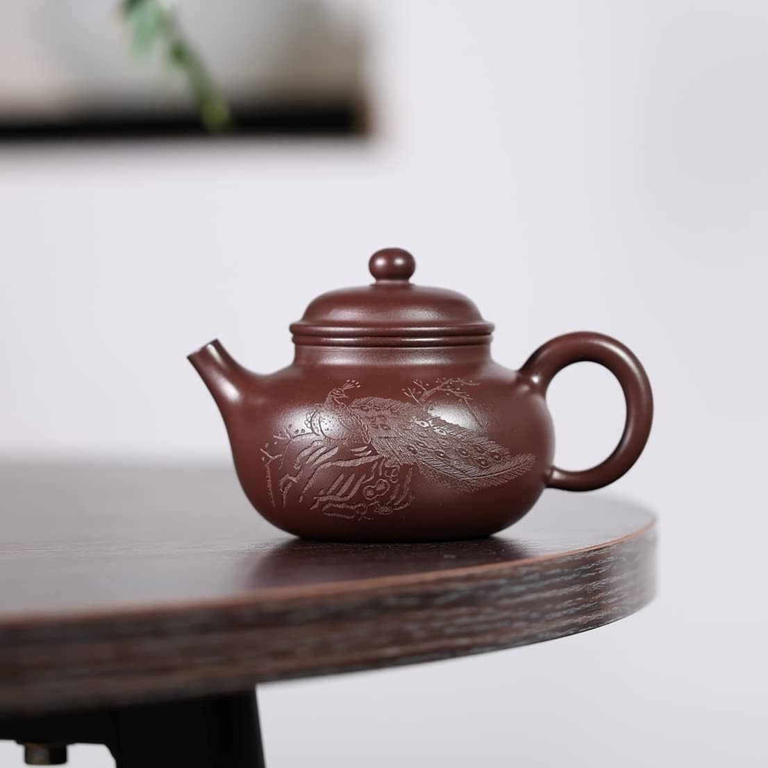 SILINE Collectible Zisha Teapot 10 Oz with Certificate,Master Handmade Yixing Clay Tea Pot for Brew Kung Fu Tea Maker (Puyuan,Purple Clay)