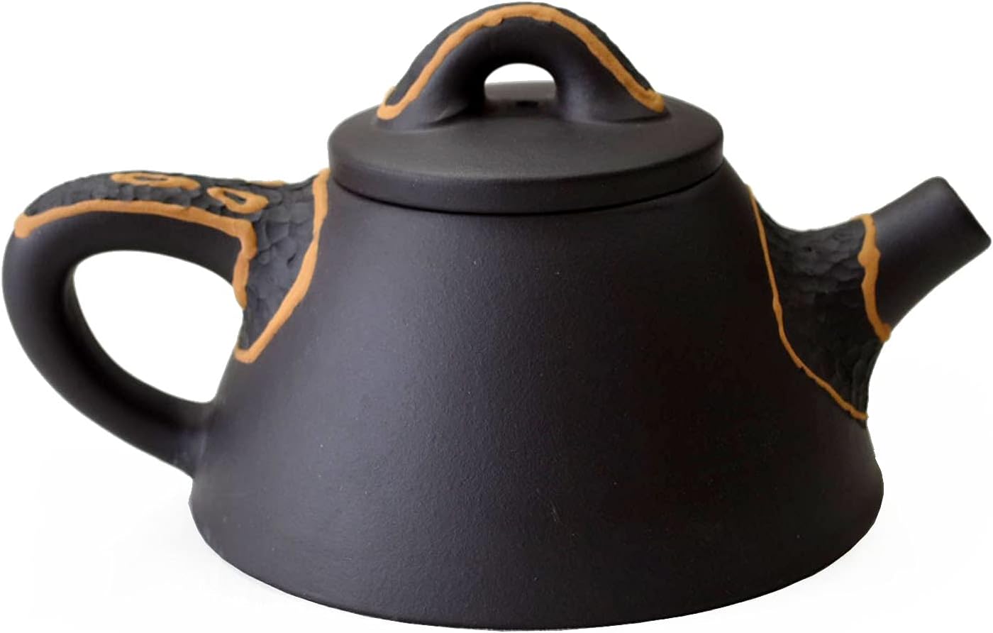 Teapot 180ml /6.2oz Chinese Yixing Clay Handmade Genuine Black Pot Infusers Tea Pine Bawang Shipiao