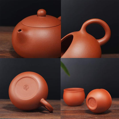 Handmade Yixing Zisha Tea Set,Large Capacity Ceramic Xishi Teapot with Set of 2 Tea Cups,10oz/300ml