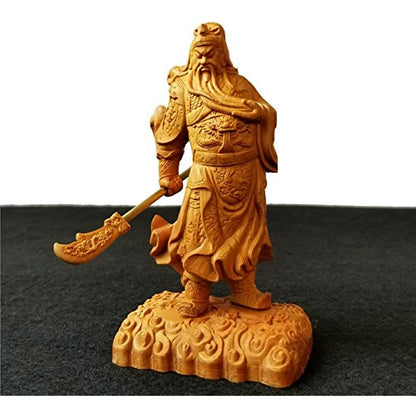 YZDSBD Statues Figurines Sculptures 13Cm Wood People Sculpture Dynasty Warriors Guan Yu Copper Knife Craft Home Decoration Chinese Figure Guan Gong