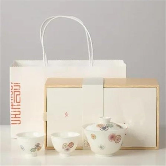 Afternoon Tea Set Kung Fu Tea Set 1 Pot 2 Cups Ceramic Teapot Cover Bowl Teacup Teapot Outdoor Travel Tea Set Tea Set for Adults