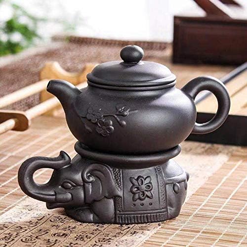 Handmade Teapot Pad, Chinese Yixing Elephant Teapot Holder, Zisha Kung Fu Ceramic Purple Sand Teapot Pad, Tea Tray Decor Tea Pet Accessories (balck)