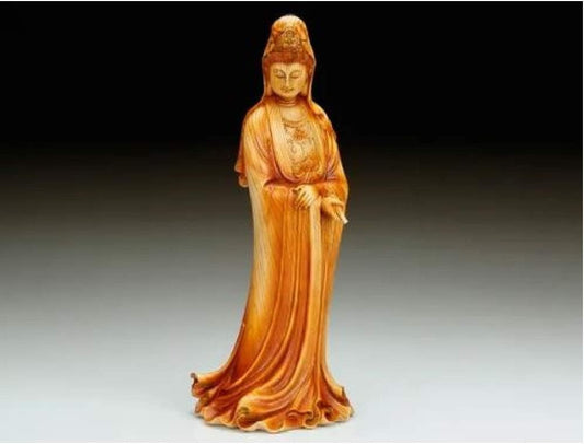 Everspring Guanyin Goddess of Mercy Faux Carved Wood Look Statue