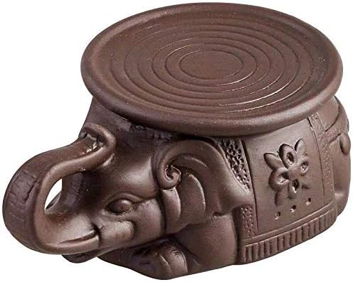 Handmade Teapot Pad, Chinese Yixing Elephant Teapot Holder, Zisha Kung Fu Ceramic Purple Sand Tea Pet, Tea Tray Decor Tea Set (Purple)