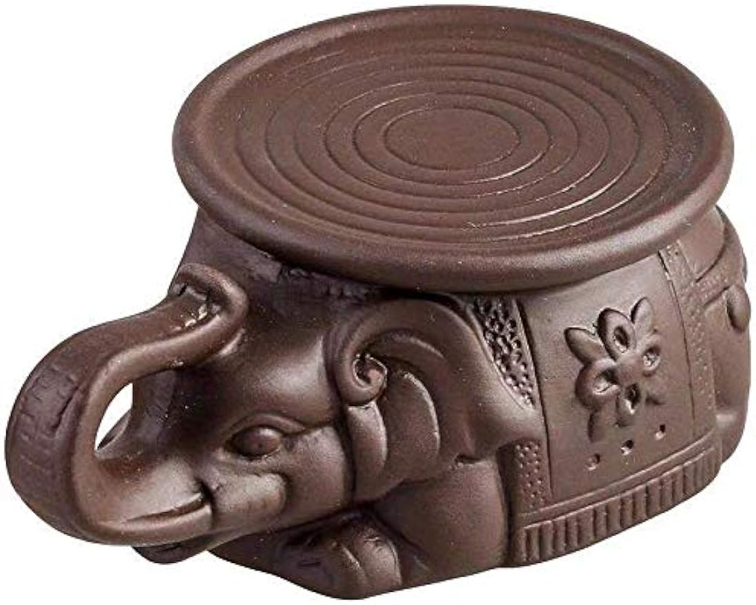 Handmade Teapot Pad, Chinese Yixing Elephant Teapot Holder, Zisha Kung Fu Ceramic Purple Sand Tea Pet, Tea Tray Decor Tea Set (Purple)