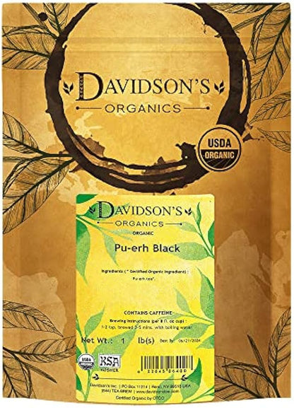 Davidson's Organics, Pu-Erh Black, Loose Leaf Tea, 16-Ounce Bag, Packaging may vary