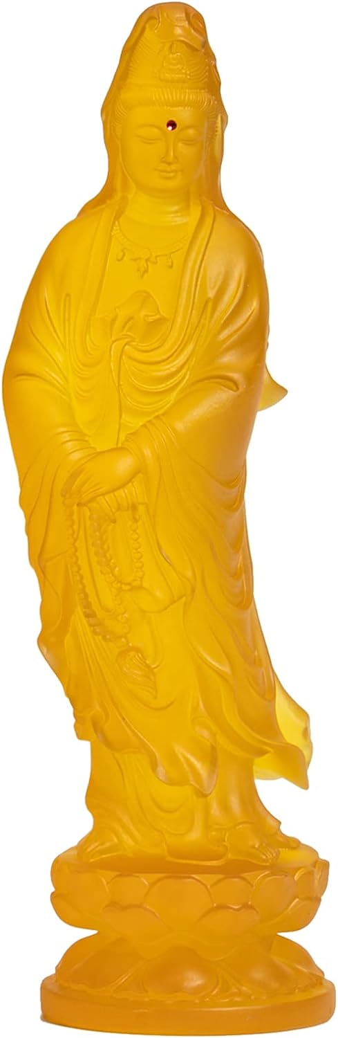 Guan Yin Statue,Quan Yin, Kwan Yin in Wind, Kuan Yin Buddha Statue -Zen Meditating Statue, Goddess of Mercy and Compassion in Wind -Handmade for Meditation Yoga Zen Spiritual Feng Shui Decor
