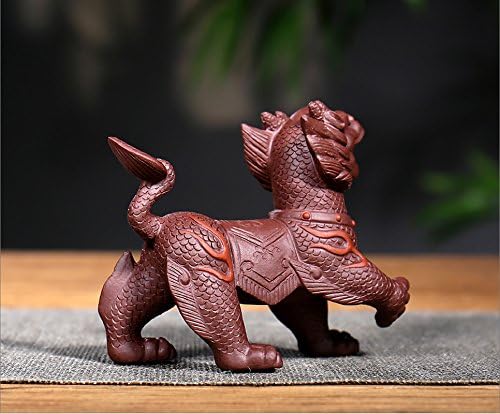 A pair of Kylin Chinese Yixing Purple Clay Zisha Tea Pet Chinese Dragon Old Zi Ni Tea Ceremony Decoration
