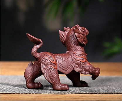 A pair of Kylin Chinese Yixing Purple Clay Zisha Tea Pet Chinese Dragon Old Zi Ni Tea Ceremony Decoration