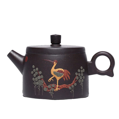 Pine Crane Handmade Yixing Zisha Clay Teapot