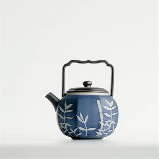 Afternoon Tea Set 125ML Pure Hand Painted Peony Art Ceramic Teapots Creative Suzi Octagonal Handle Pot Tea Maker Kettle With Filter Kung Fu Teaset Tea Set For Adults (Color : C)