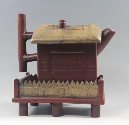 China Yixing Zisha Plain Cement Handmade House Teapot Kung Fu Teapot 270CC