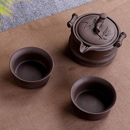 Goclothod Chinese Kungfu Teapot Handmade Yixing Zisha Tea Set Purple Clay Teapot Ceramic Teapot Teacups (Purple Clay)