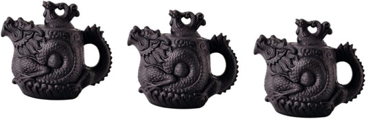 Milisten 3pcs Dragon Phoenix Purple Clay Teapot Clay Zisha Teapot 510 Traditional Dragon Teapot Tea Pets Gongfu Teapot Warmer Ceramic Tea Maker Kettle Travel Large Tea Pot
